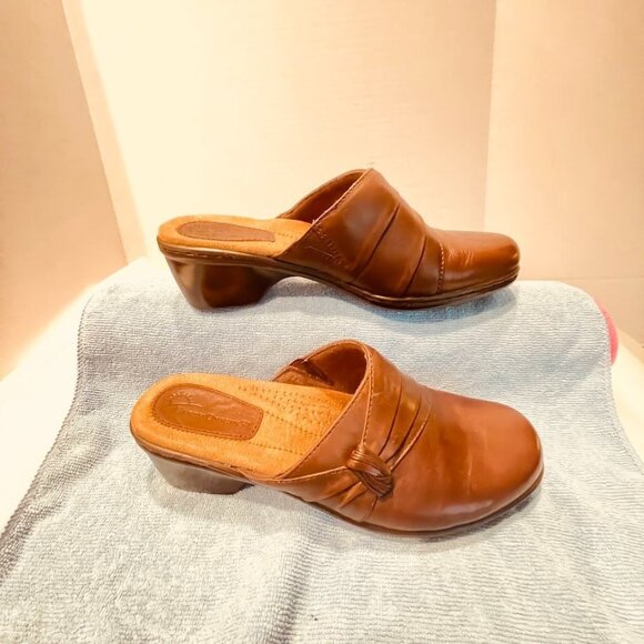 Earth Origins Addison Shoes Womens Size 7.5M Brown Leather Slip On Mules Comfort - Picture 10 of 15